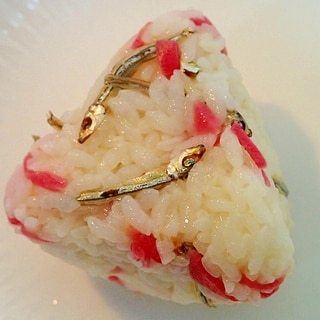❤からしがツーン食べるきびなごと紅生姜のおにぎり❤